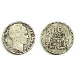 (878) Francia. 1934. 10 Francs (MBC) (Plata)