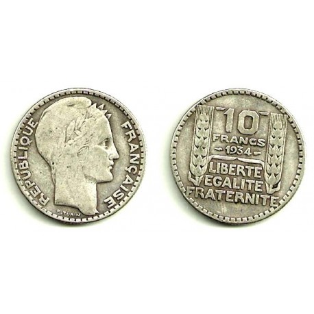 (878) Francia. 1934. 10 Francs (MBC) (Plata)