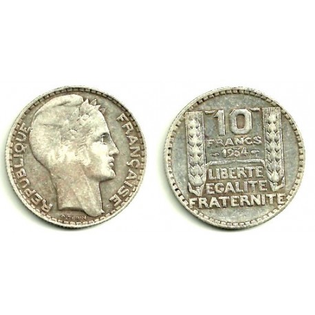 (878) Francia. 1934. 10 Francs (MBC) (Plata)