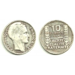 (878) Francia. 1934. 10 Francs (MBC) (Plata)
