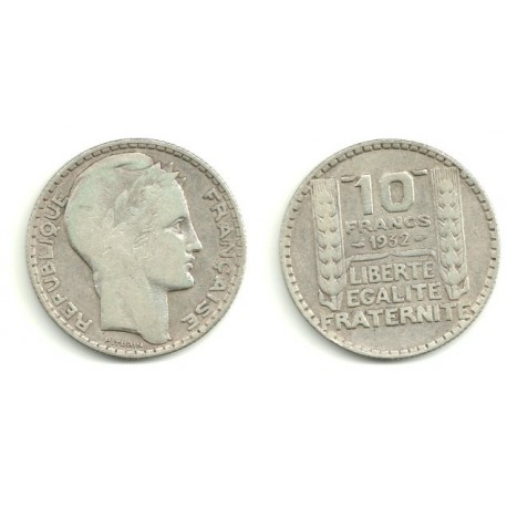 (878) Francia. 1932. 10 Francs (MBC) (Plata)