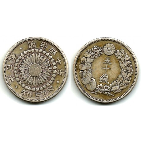 (Y39) Japón. 1907(40). 50 Sen (MBC) (Plata)