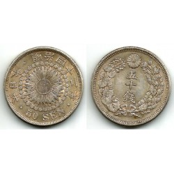 (Y31) Japon. 1909(42). 50 Sen (EBC-) (Plata)