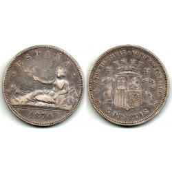 Gobierno Provisional. 1870*(-8-70). 5 Pesetas (MBC-) (Plata) Ceca de Madrid SN-M