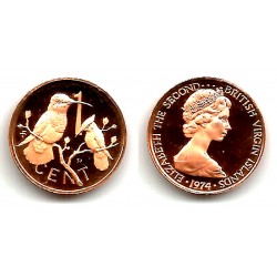 (1) Islas Vírgenes Británicas. 1974. 1 Cent (Proof)