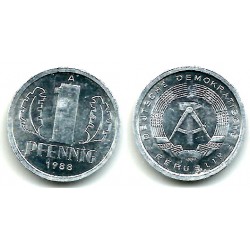 (8.2) Alemania Democrática. 1988(A). 1 Pfennig (EBC)