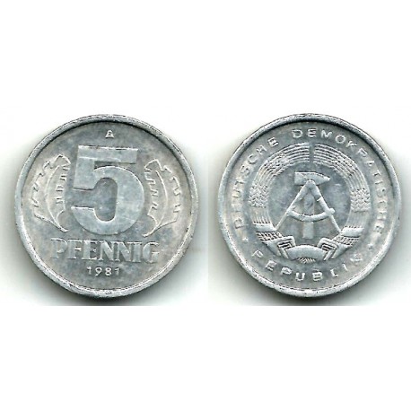 (9.2) Alemania Democrática. 1981(A). 5 Pfennig (MBC)
