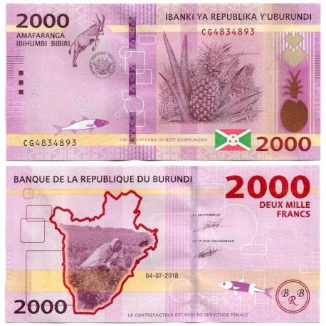 (52) Burundi. 2018. 2000 Francs (SC)