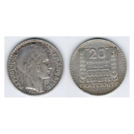 (879) Francia. 1933. 20 Francs (MBC) (Plata)