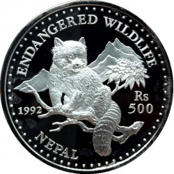(1090) Nepal. VS2049. 500 Rupees (EBC+) (Plata) Leves manchas