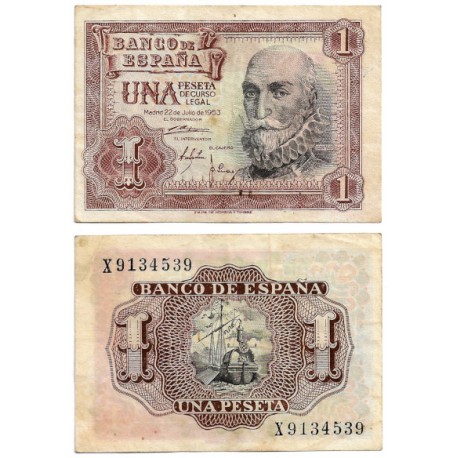 Estado Español. 1953. 1 Peseta (MBC/MBC-) Serie X