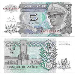 (48a) Zaire. 1993. 5 Nouveaux Makuta (SC)