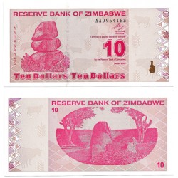 (94) Zimbabue. 2009. 10 Dollars (SC)