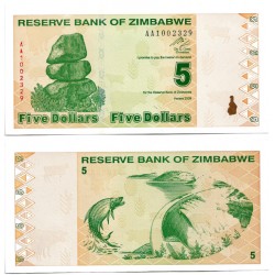 (93) Zimbabue. 2009. 5 Dollars (SC)