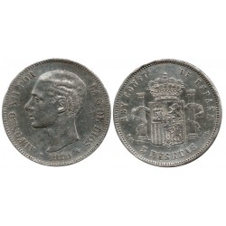 Alfonso XII. 1879*(18-79). 5 Pesetas (BC+) (Plata) Ceca de Madrid EM-M