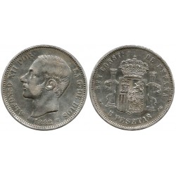 Alfonso XII. 1882*(18-82). 5 Pesetas (BC+) (Plata) Ceca de Madrid MS-M