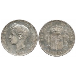 Alfonso XIII. 1898*(18-98). 5 Pesetas (MBC/MBC+) (Plata) Ceca de Madrid SG-V