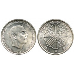 Estado Español. 1966*(19-68). 100 Peseas (EBC+) (Plata)