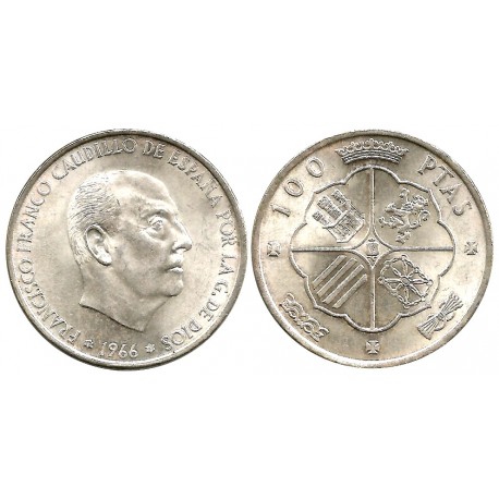 Estado Español. 1966*(19-68). 100 Pesetas (EBC) (Plata)