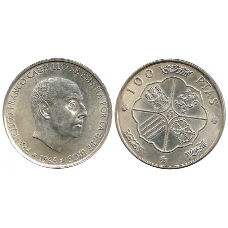 Estado Español. 1966*(19-70). 100 Pesetas (EBC) (Plata)