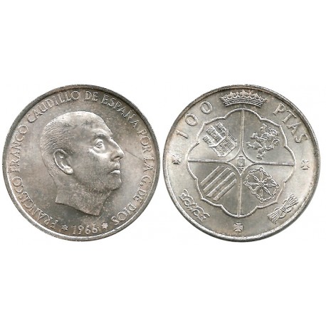 Estado Español. 1966*(19-68). 100 Pesetas (EBC) (Plata)