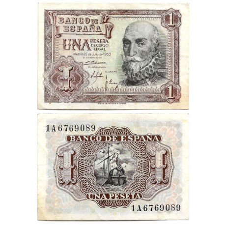 Estado Español. 1953. 1 Peseta (MBC) Serie 1A