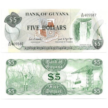 (22e) Guyana. 1966-92. 5 Dollars (SC)
