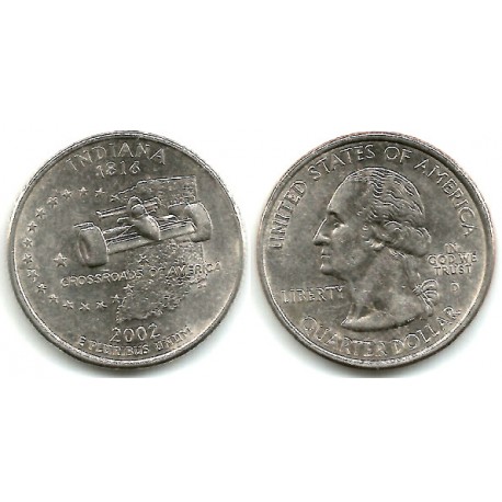(334) Estados Unidos de América. 2002(D). Quarter Dollar (EBC) Indiana
