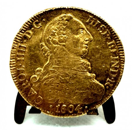 Carlos IV. 1804. 8 Escudos (MBC/MBC-) (Oro) Ceca de Santiago FJ