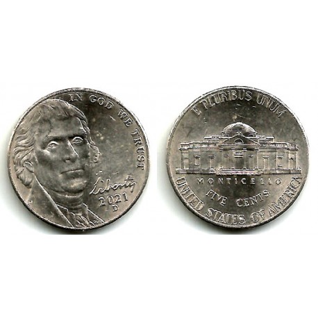 (381) Estados Unidos de América. 2021(D). 5 Cents (EBC+)