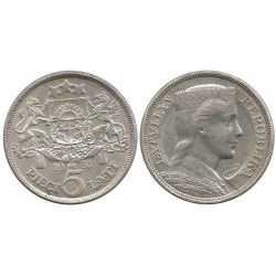 (9) Letonia. 1931. 5 Lati (EBC) (Plata)