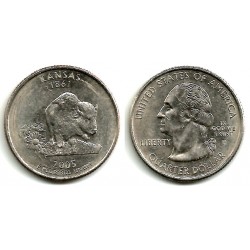 (373) Estados Unidos de América. 2005(P). Quarter Dollar (MBC) Kansas