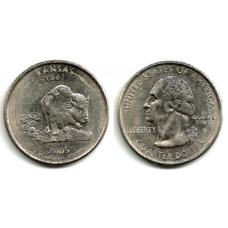 (373) Estados Unidos de América. 2005(P). Quarter Dollar (MBC) Kansas