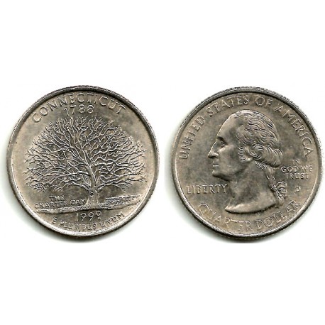 (297) Estados Unidos de América. 1999(D). Quarter Dollar (MBC+) Connecticut