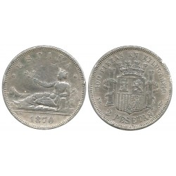 Gobierno Provisional. 1870*(18-70). 2 Pesetas (BC) (Plata) Ceca de Madrid SN-M. Golpes en el canto