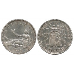 Gobierno Provisional. 1870*(18-74). 2 Pesetas (MBC) (Plata) Ceca de Madrid DE-M