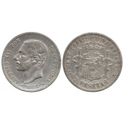 Alfonso XII. 1883*(---83). 2 Pesetas (MBC-) (Plata) Ceca de Madrid MS-M