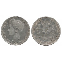 Alfonso XIII. 1901*(-----). 1 Peseta (BC+) (Plata) Ceca de Madrid SM-V