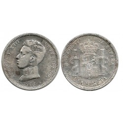 Alfonso XIII. 1904*(19-04). 1 Peseta (BC/BC+) (Plata) Ceca de Madrid SM-V