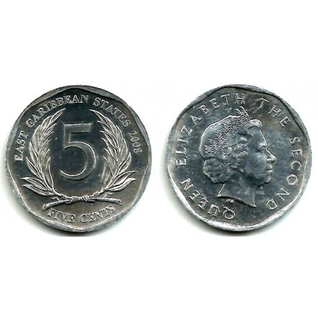 (36) Estados Orientales Caribeños. 2008. 5 Cents (SC)