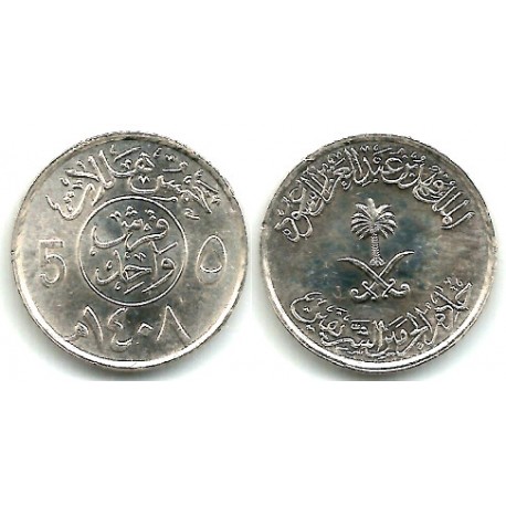 (61) Arabia Saudí. AH1408. 5 Halala (SC)