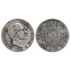 Alfonso XII. 1883. 20 Centavos de Peso (BC) (Plata) Golpe en el canto