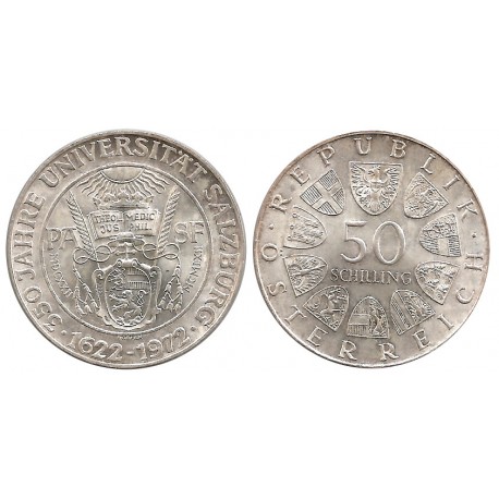 (2913) Austria. 1972. 50 Schilling (EBC) (Plata)