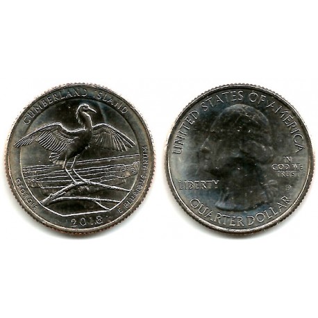 Estados Unidos de América. 2018(D). Quarter Dollar (SC) Cumberland Island
