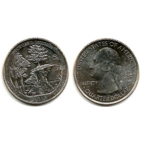 Estados Unidos de América. 2018(D). Quarter Dollar (SC) Pictured Rocks