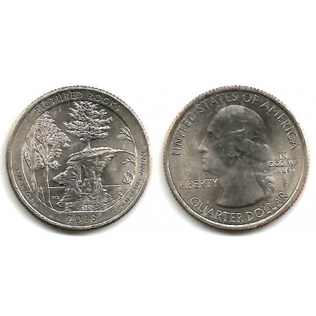 Estados Unidos de América. 2018(P). Quarter Dollar (SC) Pictured Rocks