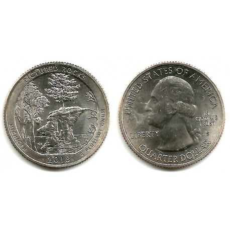 Estados Unidos de América. 2018(S). Quarter Dollar (SC) Pictured Rocks