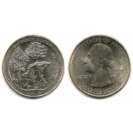 Estados Unidos de América. 2018(D). Quarter Dollar (SC) Pictured Rocks
