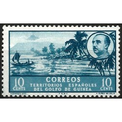 Guinea Española. 1949-50. 10 Céntimos (Nuevo, con señal de fijasellos)