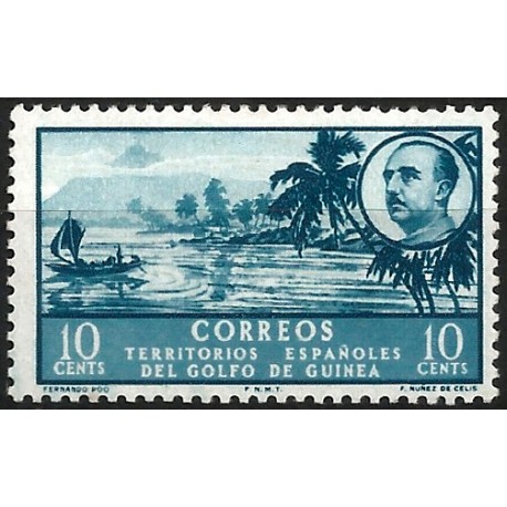 Guinea Española. 1949-50. 10 Céntimos (Nuevo, con señal de fijasellos)